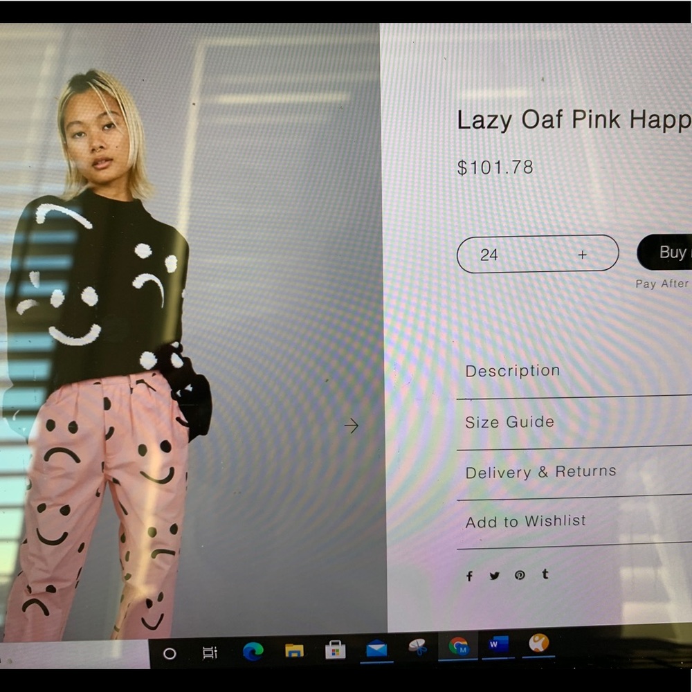 Lazy Oaf Happy Sad pants Pink NWT size 30